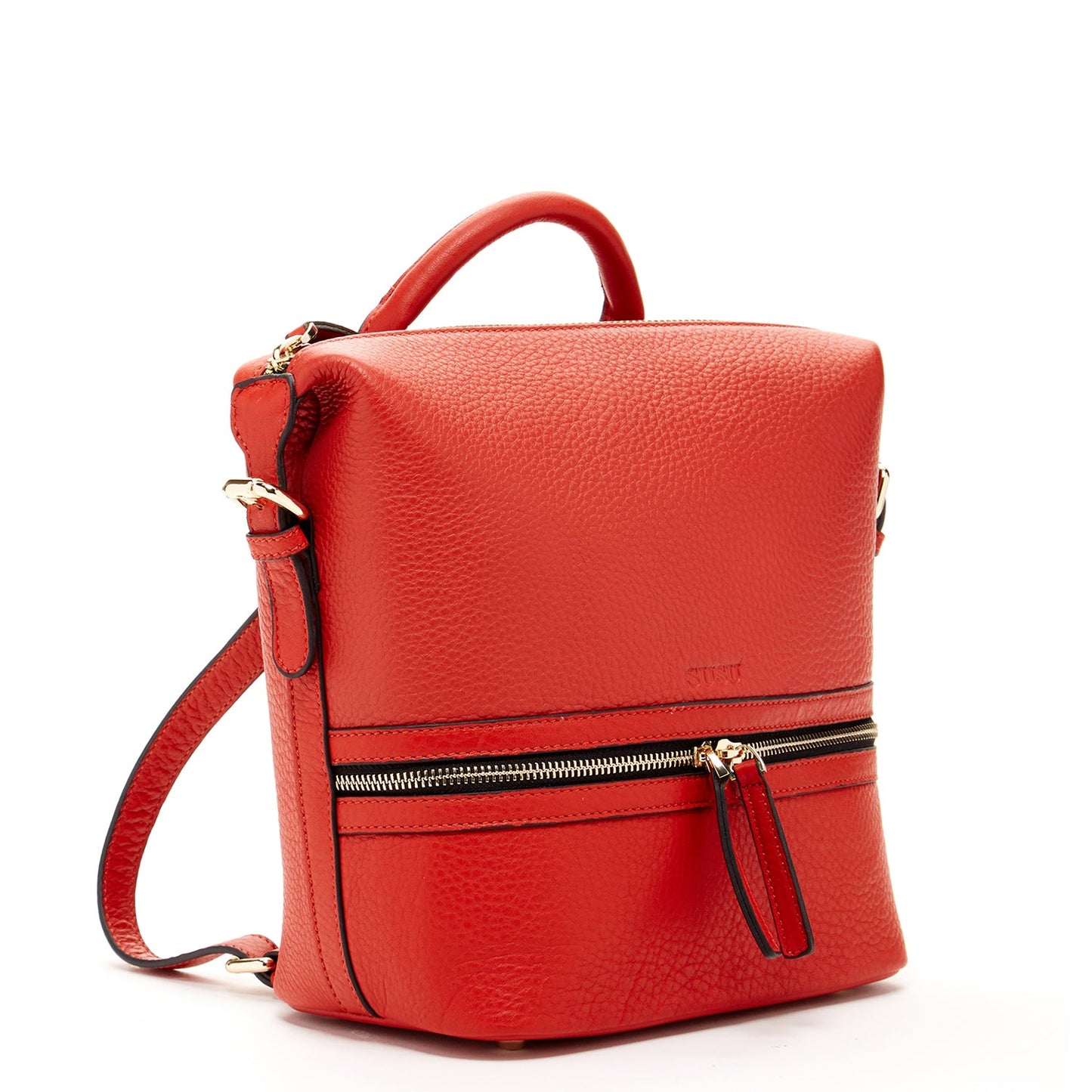 The Ashley Red Leather Backpack Purse