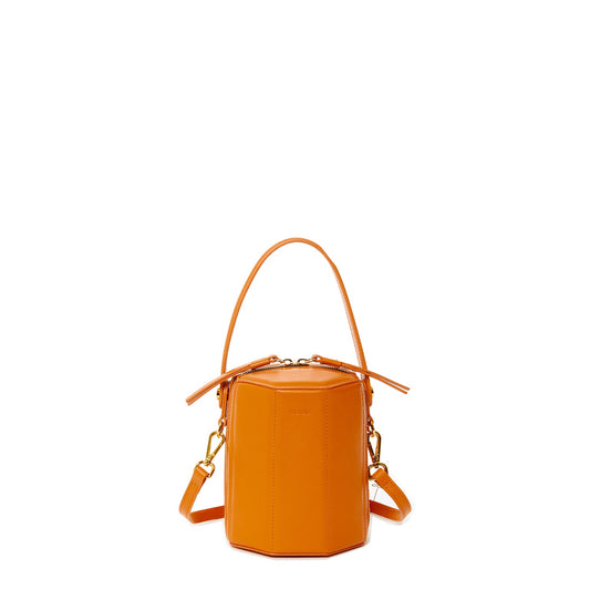 SUSU Leather Bucket Bag  Small Crossbody Orange Purse Women's Handbag