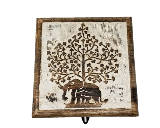 Hand Carved Wooden Box 7x7 inches