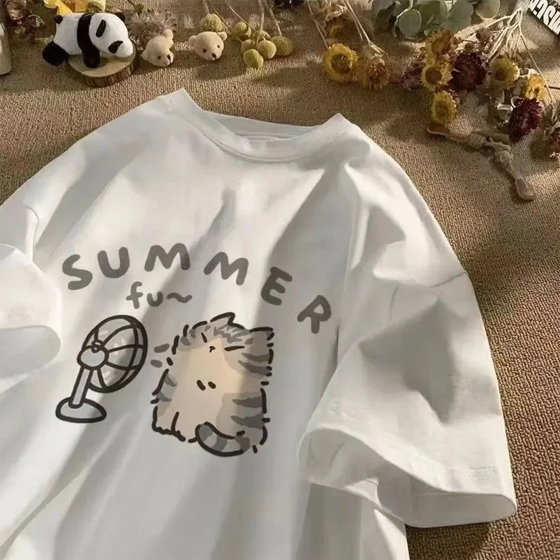 Fan Cat T-shirt – American Street Style Summer Top
