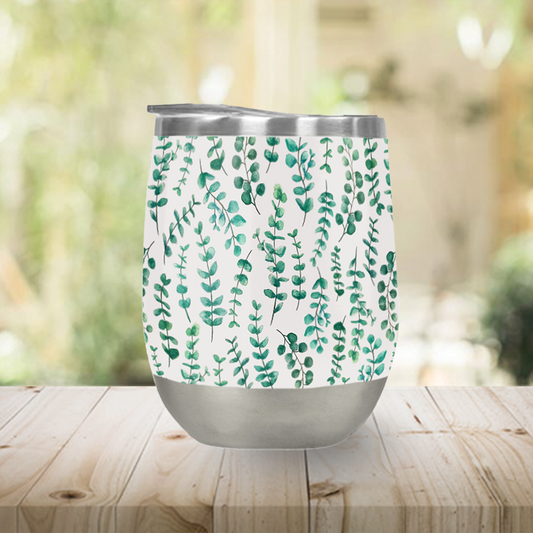Eucalyptus Watercolor Stemless Wine Tumbler